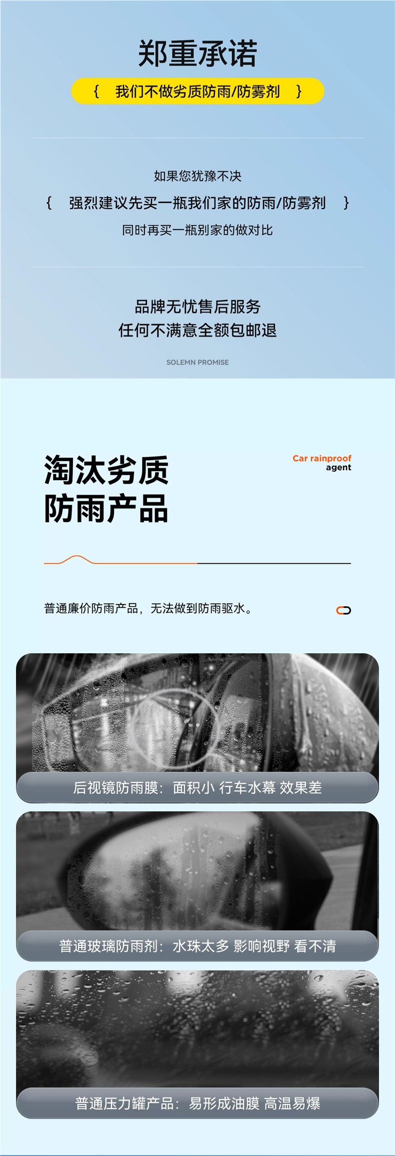 Car Rearview Mirror Rainproof Spray Anti-Fog Agent Waterproof Car Window Glass Oil Film Removal Spray Artifact on Rainy Days