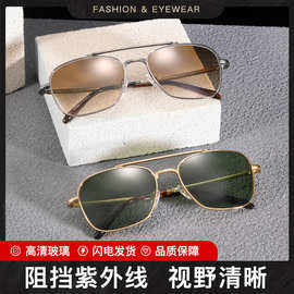 新款太阳镜时尚多边形防紫外线墨镜开车男女眼镜太阳男士茶色潮流