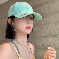 小清新ミントグリーン野球帽女性2025新モデル韓系百合帽子大頭囲顔小鴨舌帽