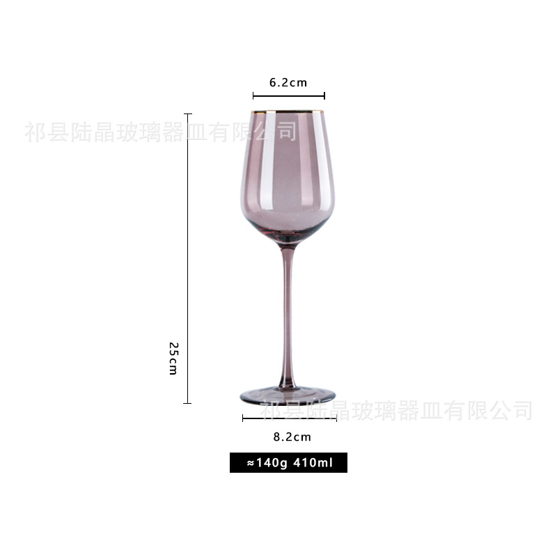 Color de oro borde vino vidrio hogar Luz lujo champán vidrio hecho a mano copa de vidrio de aspecto alto copa de vino