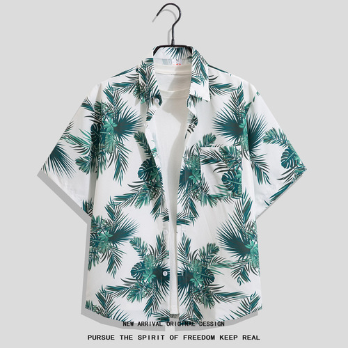 Men's Summer Casual Beach Shirt, Thin Short-Sleeve Printed Blouse, Loose Cool Style Hawaiian Shirt for Women, 2025