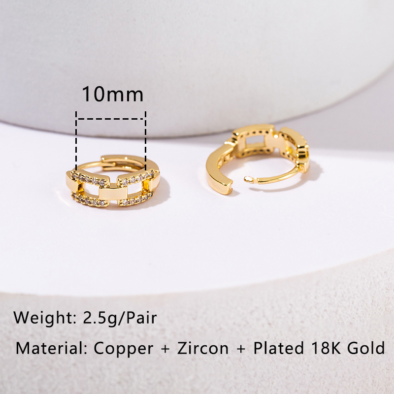 5g Weight 1 Pair Elegant Simple Style Geometric Copper Artificial Gemstones Hoop Earrings