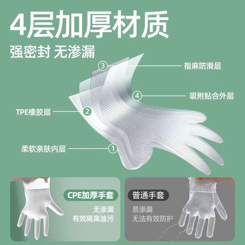 Guantes desechables de grado alimenticio especial de langosta de plástico de cocina de catering película transparente doméstica de espesamiento comercial