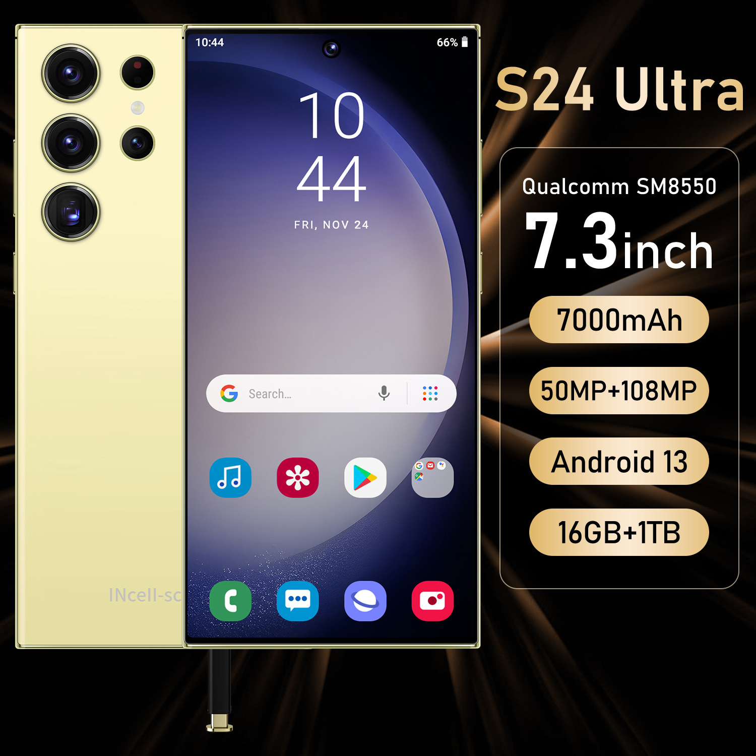 Cross-Border Customized Smartphone S24 Ultra Android 7.3Inch Export Mobile Phone Source Factory (Best-Selling Model)