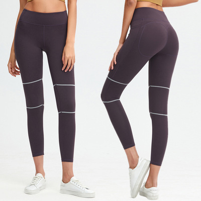 高腰緊身褲運動護膝褲女無痕瑜伽提臀彈力九分健身翹臀褲蜜桃臀褲