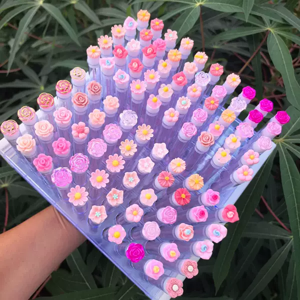 Pink flower individually packaged eyelash brush, mini eyelash brush in individual packaging, small eyelash comb