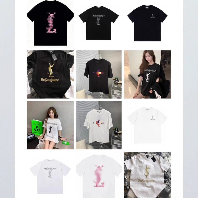 Cross-Border Y Brand Summer New Letter Print Collection Short-Sleeve High Street Pure Cotton Loose T-Shirt for Men and Women Couples