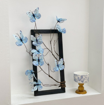 Nuevo estilo chino ramita muerta flor de mariposa decoración de flores falsas sala de estar decoración de escritorio arreglo floral casa de familia cafetería accesorios de decoración suave