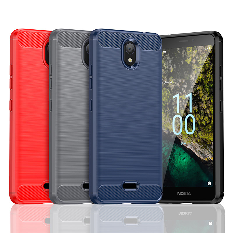 Suitable for Nokia C100 Mobile Phone Case Nokia C100 Brushed Carbon Fiber Anti-Fall Tpu Mobile Phone Case Protective Cover