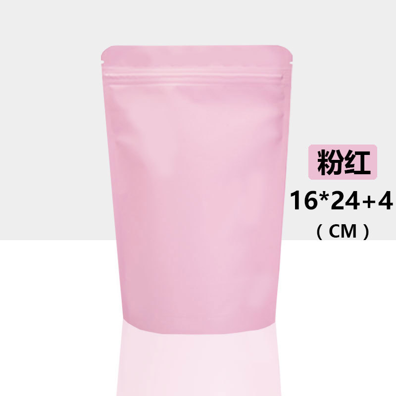 Bolsa de papel de aluminio de color, bolsa autosellante autoportante, bolsa sellada opaca de doble cara, cebo de pescado, bocadillos de té, bolsa con cremallera que evita la luz