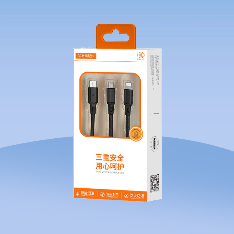 工場出荷時編組スリーインワン 3A 高速充電データケーブル Apple Android タイプ C 1 対 3 充電ケーブルに適しています|undefined