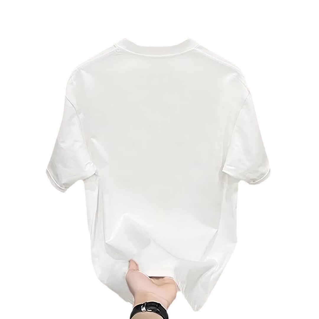 Summer 2025 New T-shirt Trendy Brand Cyber Celebrity Short-sleeved Men's Ins Loose Heavy-weight Round Neck Plankton Handsome Top Trendy T-shirt