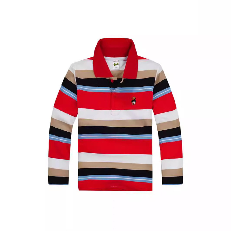 Children's Wear Boys' Bottoming T-shirt New Spring Wear Children's Pure Cotton Polo Shirt Lapel Long Sleeve T-shirt Thin T-shirt