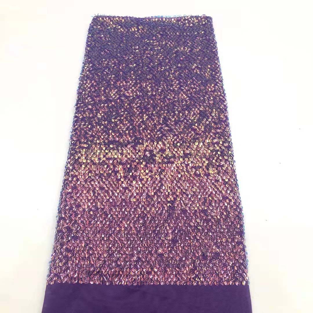 Nuevo bordado de lentejuelas color mágico gradiente de color de tela de lentejuelas vestido de malla de lentejuelas JX1802