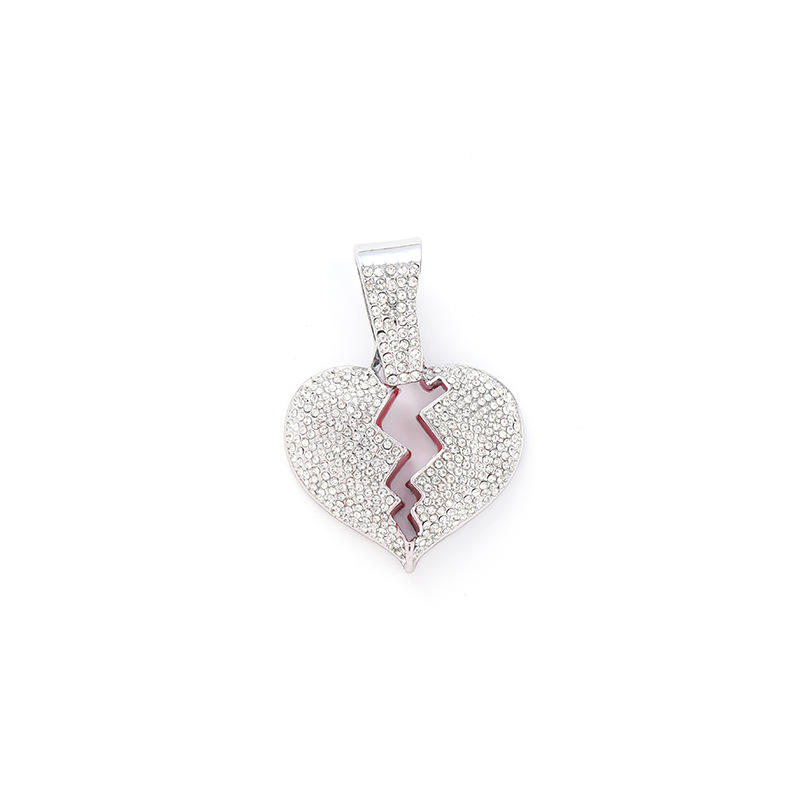 Broken Heart Pendant Necklace - Fashionable Diamond Collar Chain_voghion.com