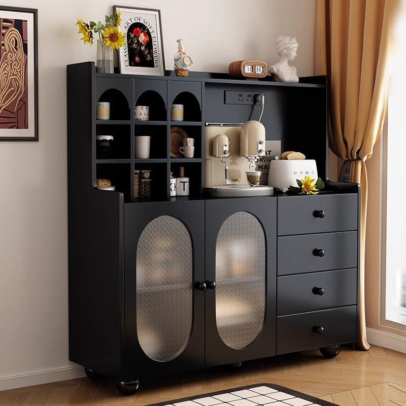 Solid Wood Sideboard Living Room Household Tea Cabinet Cream Style Storage Cabinet Kitchen Simple Cabinet Storage Cabinet Storage Cabinet