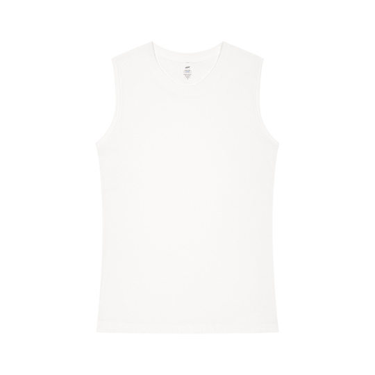Men's Outer Wear American Heavyweight Waistcoat Sleeveless T-Shirt Vest Men's Summer Fitness Sports Pure Cotton Round Neck Loose Short Sleeves