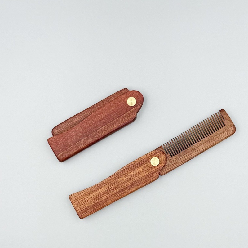 Fábrica de origen Peine de madera transfronterizo Peine de madera Peine portátil Peine de madera Conjunto de peine de barba de dientes finos de doble cara Peine de peluquería