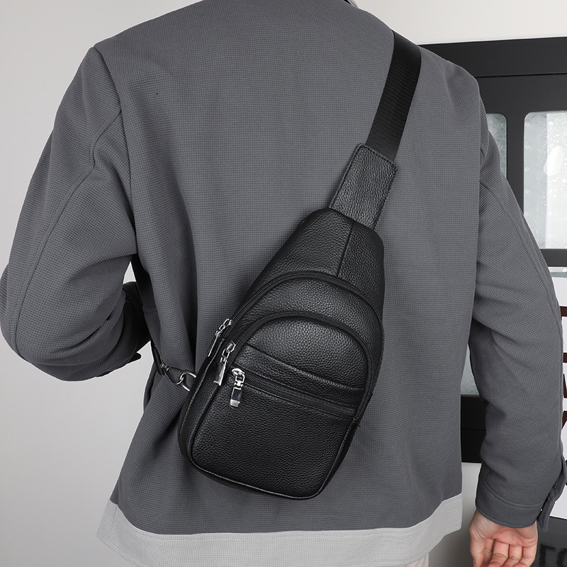 Echtes Leder Herren Brusttasche Umhängetasche Für Outdoor Alltag_voghion.com
