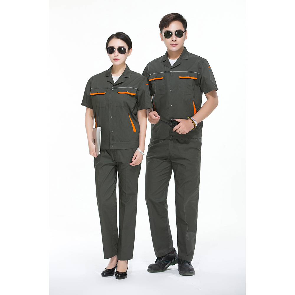 车间短袖工衣套装工程服机修服夏季短袖翻领工作服企业工作服