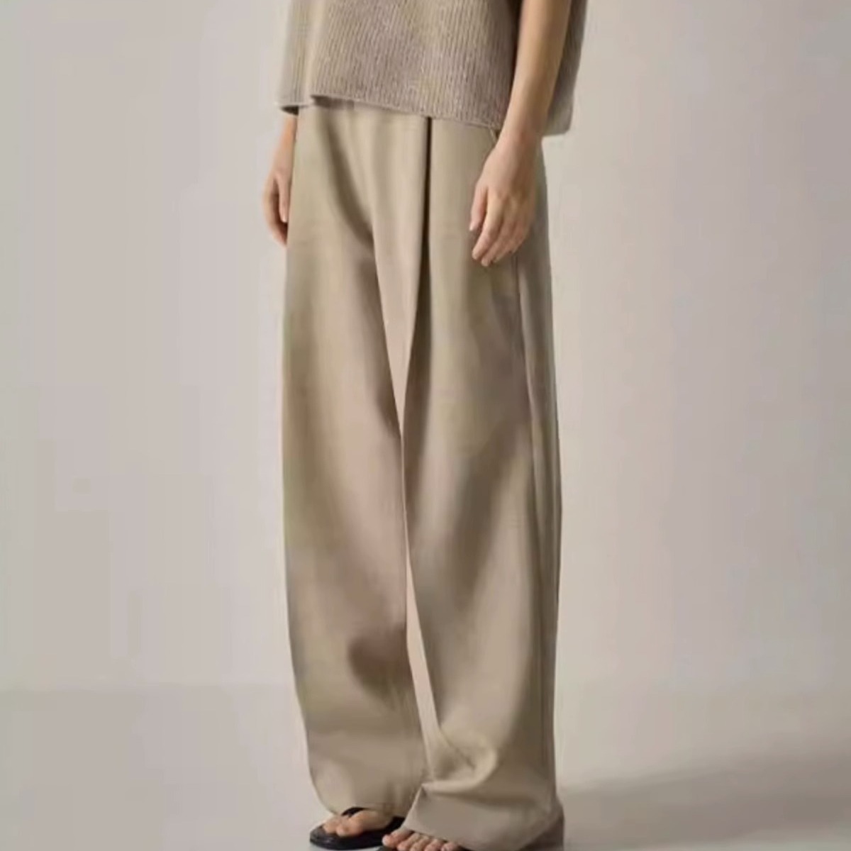 Faca*E Patte*N Autum New Loose Wool Casual Pants Women's Straight Wide Leg Pants Drapedy Floor Mopping Pants