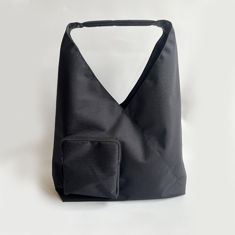Non-printed Japanese-style Good-quality Large Satchel Solid Color Black Crossbody Bag Single Shoulder Bag for Women and Men Lightweight Triangle Bag for Women