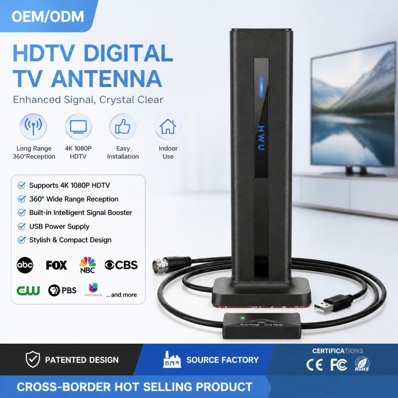 跨境HDTV高清数字电视天线亚马逊热销4K室内地面波电视天线DVB-T