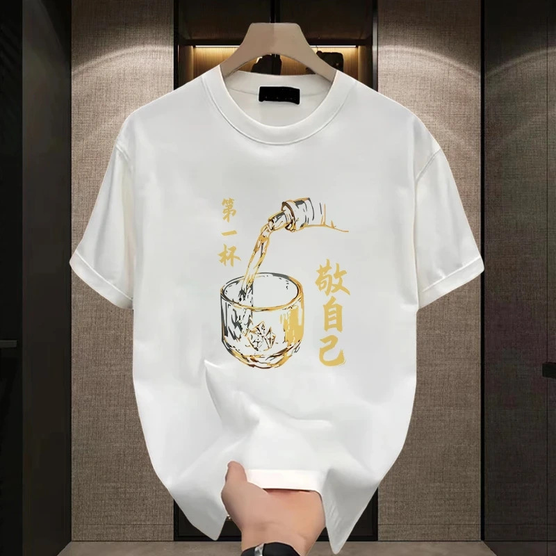 Letter Loose Heavy 100 Cotton Short-sleeved T-shirt Men's 2025 New American Fashion Brand oversize Couple T-shirt