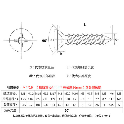 304 stainless steel screws flat head self-tapping screws manufacturer wholesale cross countersunk head self-tapping screws M3M4.2M5