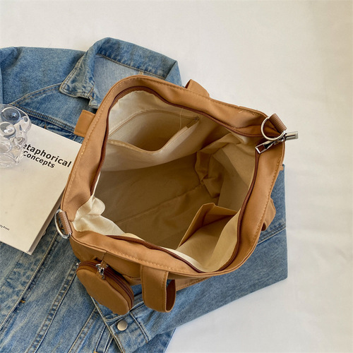 Canvas bag women's large capacity  new spring and summer versatile crossbody bag high-quality texture portable commuter tote bag