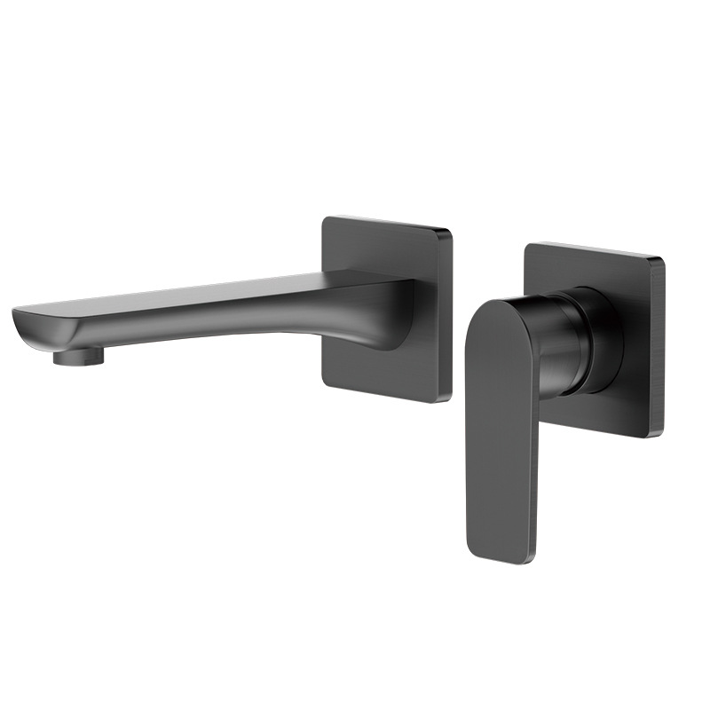 Pistola de cobre gris oculta Cuenca del grifo montado en la pared de agua caliente y fría oculta incrustado pared salida de agua incrustado