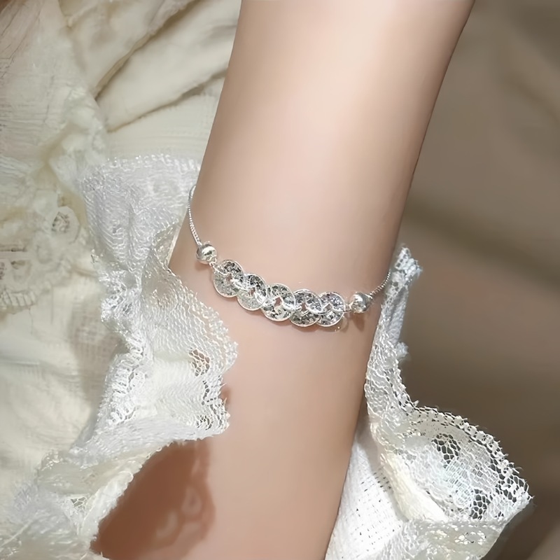 新製品 925 スターリングシルバーブロークンアイス五帝コインブレスレットシルバークリスタルデザイン夏の氷河スタイルニッチブレスレット|undefined