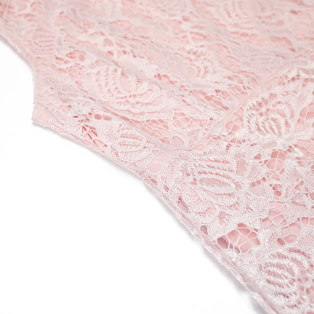 AliExpress Amazon Women's Shawl Elegant Lady Mid-Length Slim-Fit Sheath Lotus Pink Lace Dress