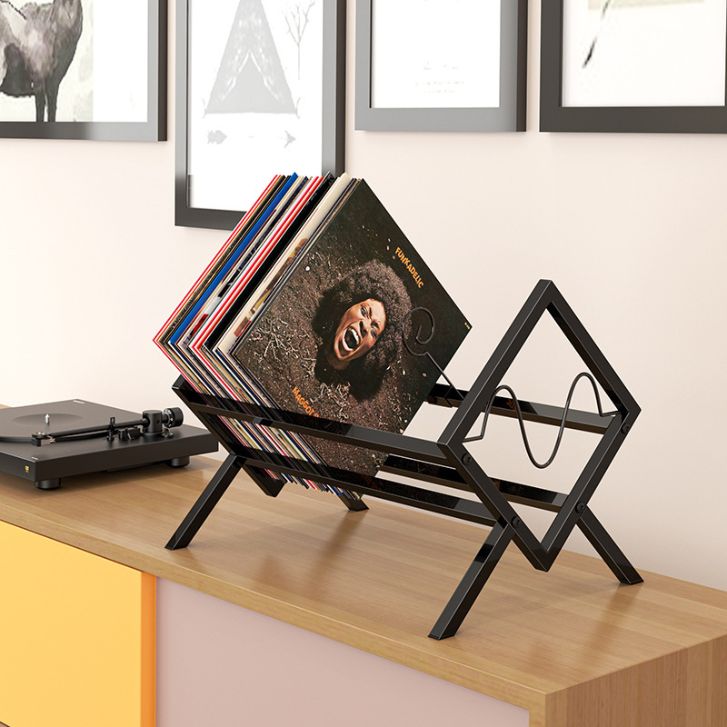Cross-border Amazon Hot Vinyl Record Storage Rack Removable Desktop CD Display Rack Book and Magazine Storage Rack