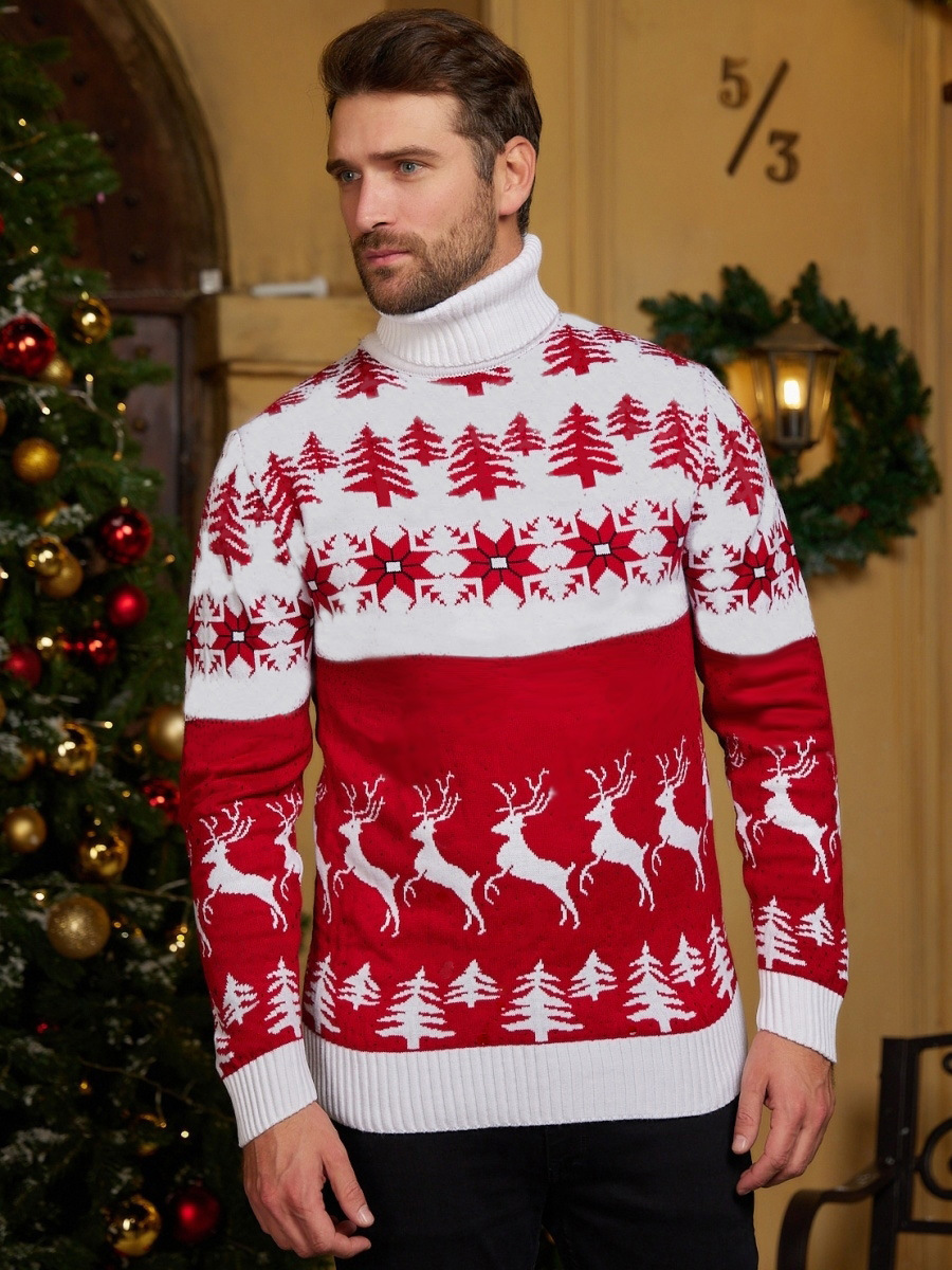 448g Weight Costume Props Event & Party Supplies Long Sleeve Sleeve Length Pullovers Placket Type Regular Sleeve Sleeve Type Polyester Fabric Type Regular Top Length Sweater Tops Type Daily Occasion Turtleneck Neckline Regular Fit Fit Type Christmas Festival Christmas Tree Pattern Winter, Autumn Season Women'S, Men'S Gender Jacquard Design Fashion Style Wholesale Women'S Men'S Fashion Christmas Tree Long Sleeve Jacquard Sweaters & Cardigans 10