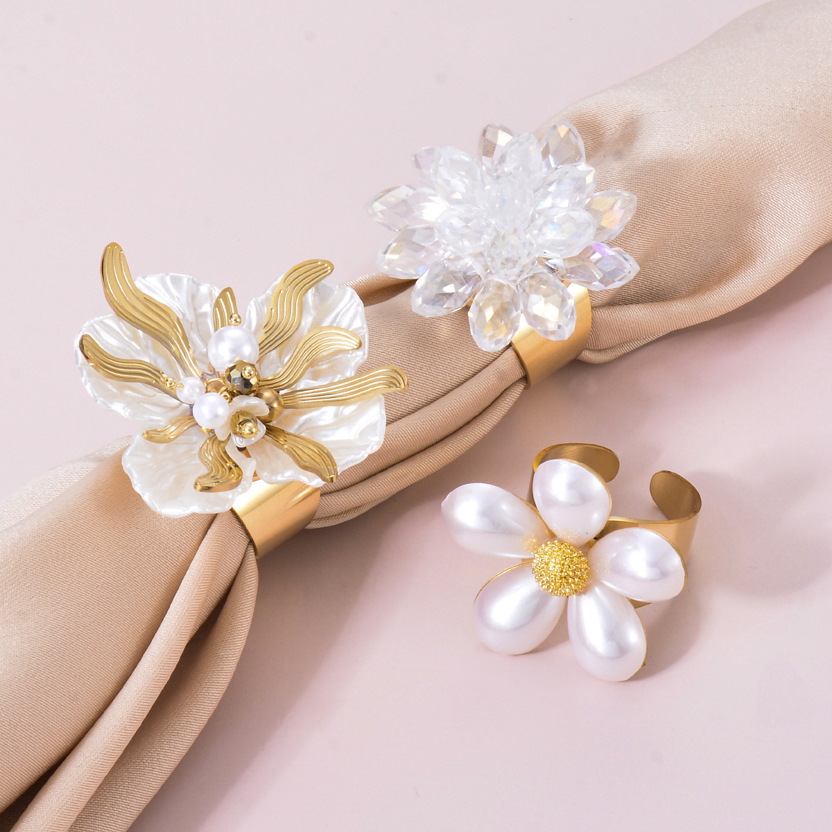 Einfacher Stil Klassischer Stil Blume Edelstahl 304 Perle Ringe In Masse display picture 9