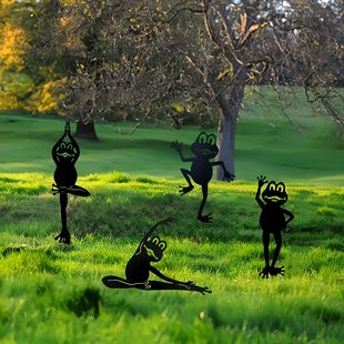 Cross-Border Hot-Selling Yoga Frog Greeting Frog Creative Garden Plug-In Potted Plant Courtyard Metal Crafts