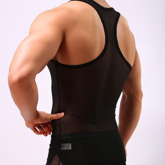 Cross-border Men's Body-shaping Fully Transparent Plus-size Seamless Breathable Sleepwear Sexy Tight-fitting Ultra-thin_voghion.com