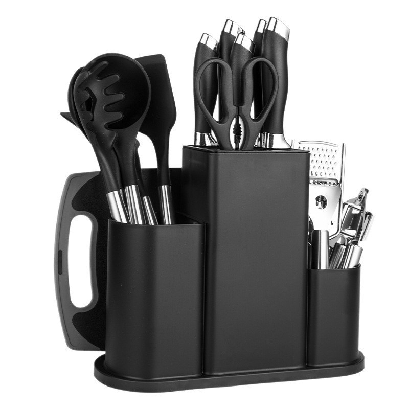 Venta caliente transfronteriza nuevo juego de cuchillos juego de 20 piezas cocina casa de silicona juego de utensilios de cocina con cuchillo juego de tabla de cortar