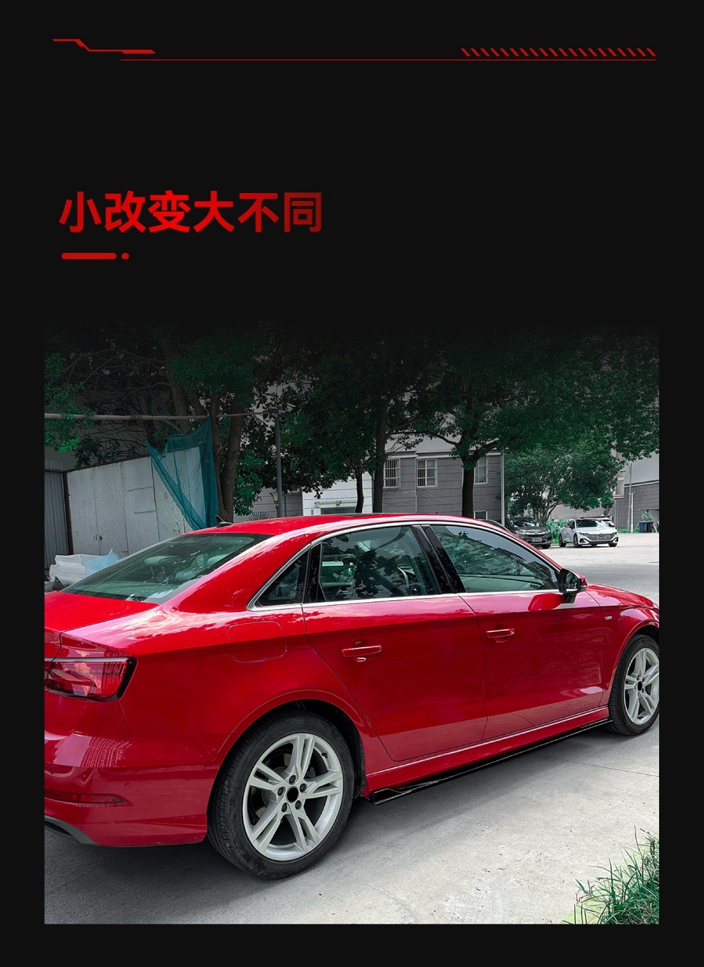 Suitable for 2014-2020 Audi A3 S3 8V Sline Hatchback and Sedan Abs Side Skirts and Spoiler Modification