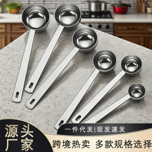 跨境304不锈钢量勺长柄计量勺咖啡奶粉量勺刻度家用5ml小勺子批发-阿里巴巴