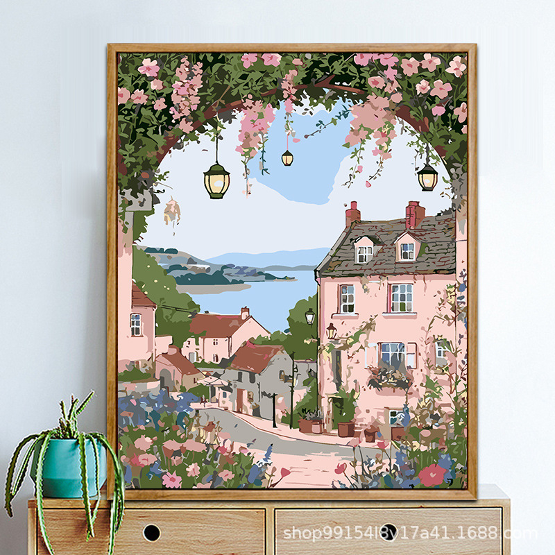 クロスボーダー diy デジタル油絵アマゾン AliExpress 卸売着色風景花絵画リビングルームの装飾絵画|undefined