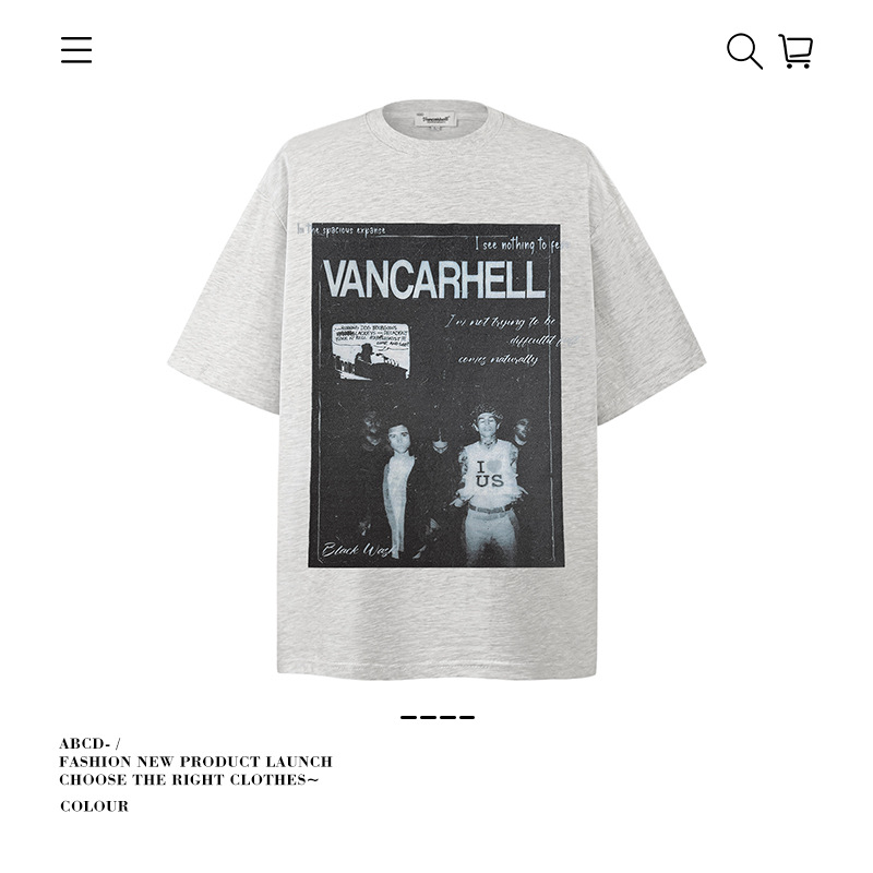 Camiseta de manga corta apilada en la calle alta de la marca de moda pesada de 250g para hombres de algodón puro con camisa de fondo suelta para hombres de verano