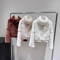 Anna兔进口雷克斯版老钱皮草显瘦外套女獭兔毛整皮短款翻领毛毛