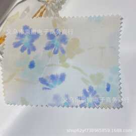 韩风蓝色花朵纯棉服装布料连衣裙发圈睡衣娃衣60支全棉印花面料