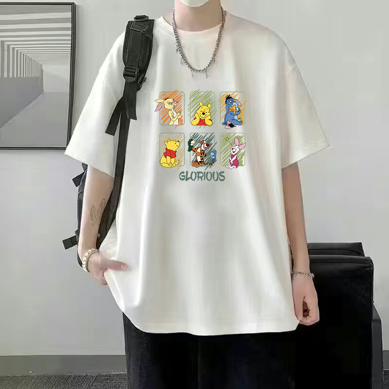 Verano nuevo estilo de seda de hielo tendencia camiseta suelta estilo de Hong Kong impresión cuello redondo camiseta de manga corta tendencia femenina todo fósforo camiseta fría