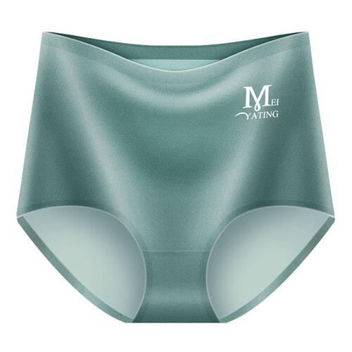 Meiya very ultra-thin summer ice silk seamless underwear women's medium, high waist and large size women's cotton belly underwear