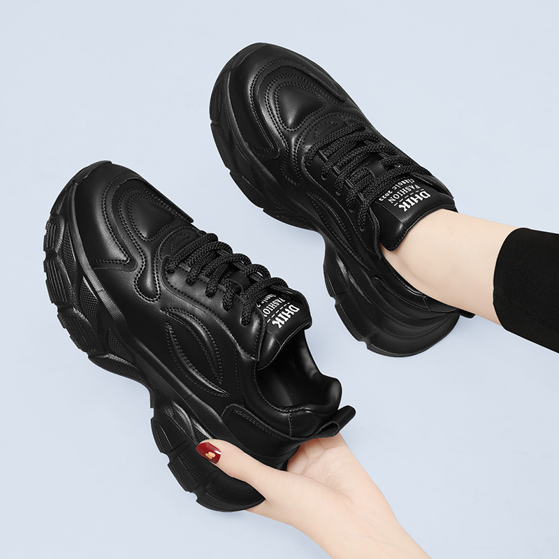 批发货源运动鞋女鞋春秋2025年新款单鞋厚底内增高女士休闲老爹鞋