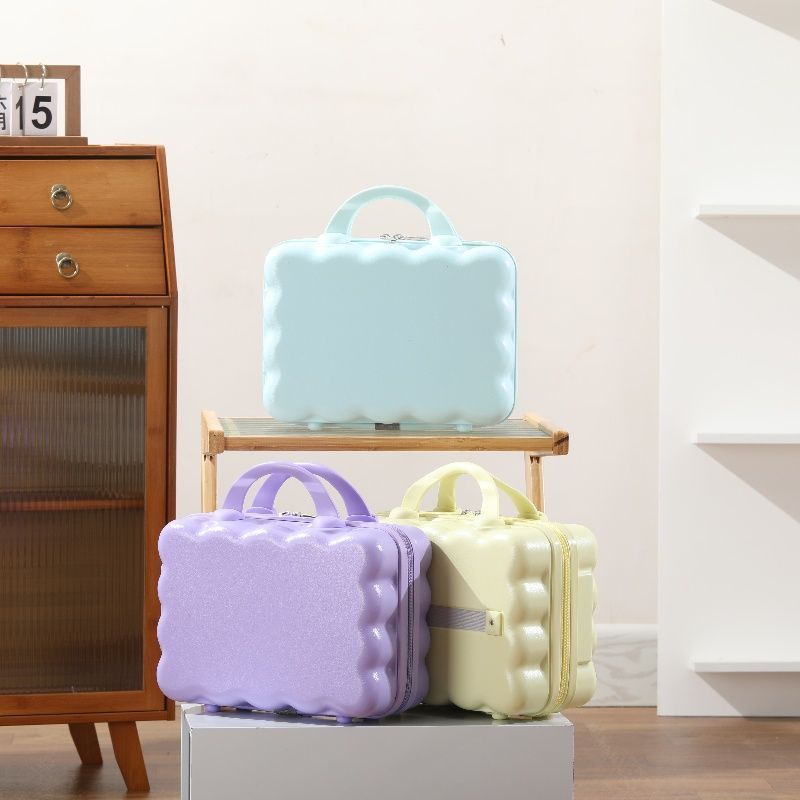 Estuche de cosméticos de 14 pulgadas nuevo maleta pequeña linda bolsa de cosméticos portátil portátil portátil mini almacenamiento de equipaje