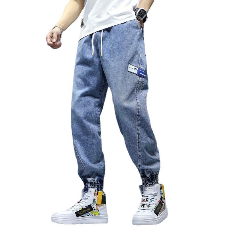 2023 Spring Autumn New Trendy Men's Jeans Drawstring Plus Size Loose Retro Harem Pants_voghion.com